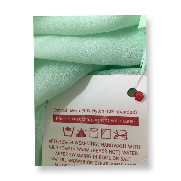 Zuliana Size XL Mint Green Sheer Waist Tie Beach Pants. Made in USA. New - Picture 4 of 5
